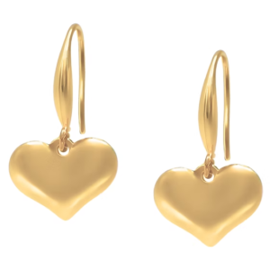 Aretes Corazón Laminados en Oro 18K con Detalle de Diamante – Acero Inoxidable 27×15 mm
