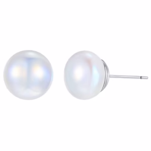 Aretes de Perla Clásicos | Baño de Platino | 12 mm